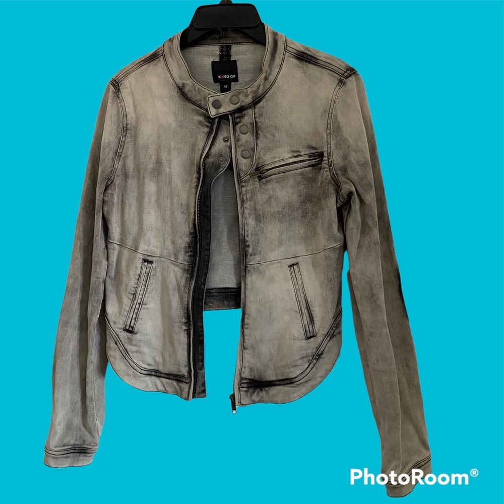 Ash black high/low stretchy jean jacket